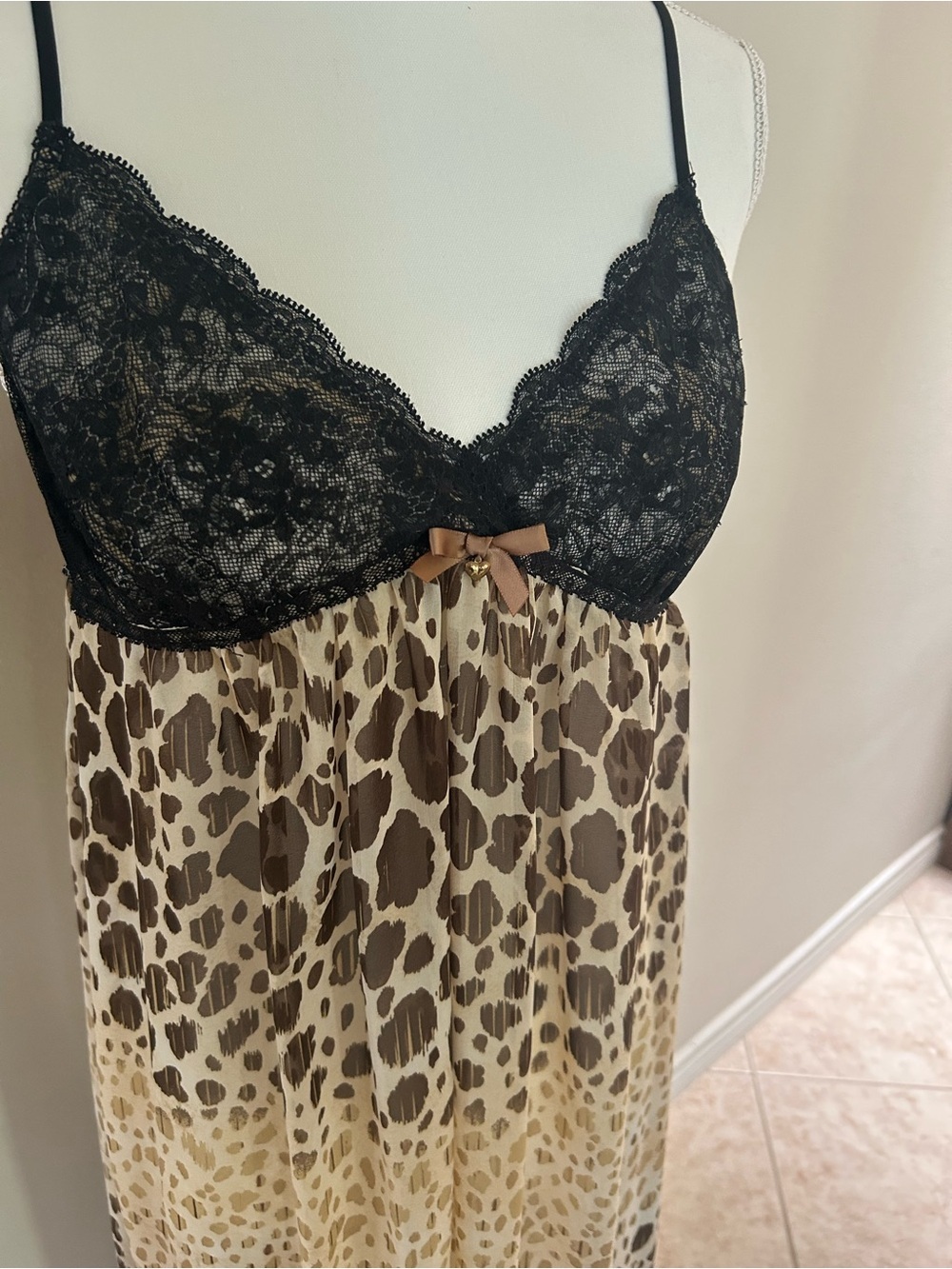 In Bloom by Jonquil Animal Print Lace Top Nightgown - Picture 3 of 9